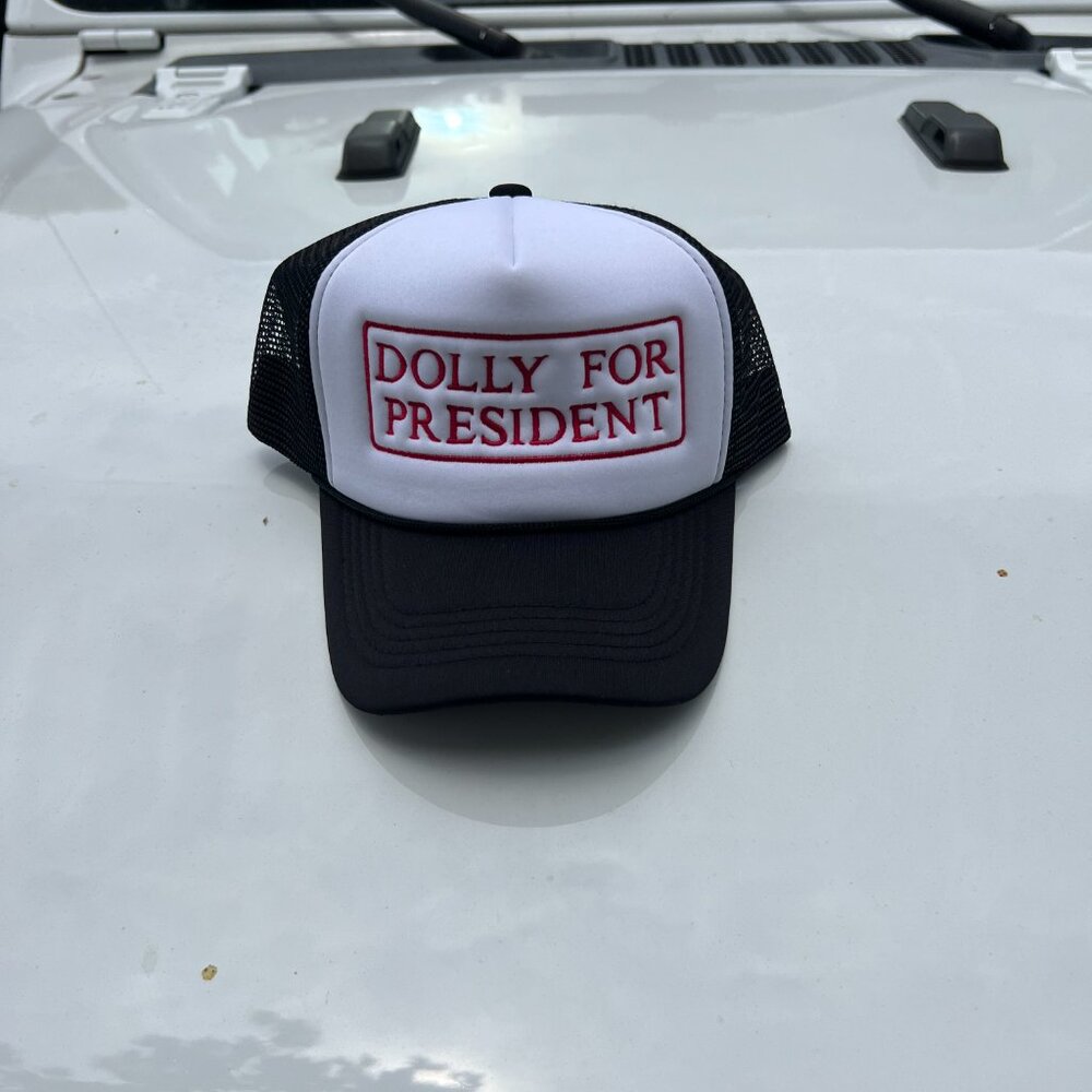 Dolly for president embroidered trucker hat